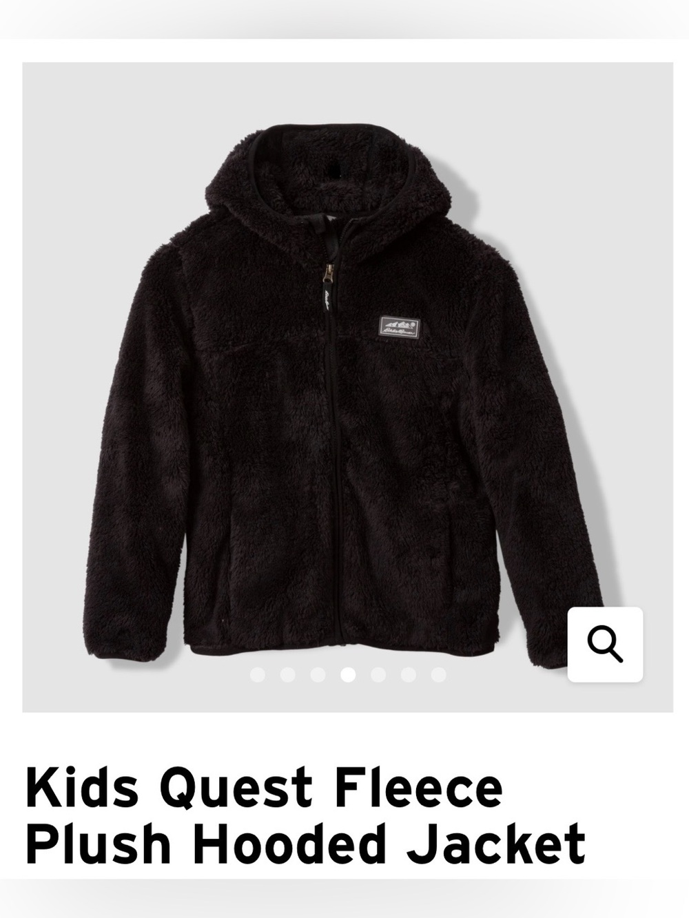 Eddie Bauer Kids Quest Fleece Black Zip-up hooded jacket size S(7/8)